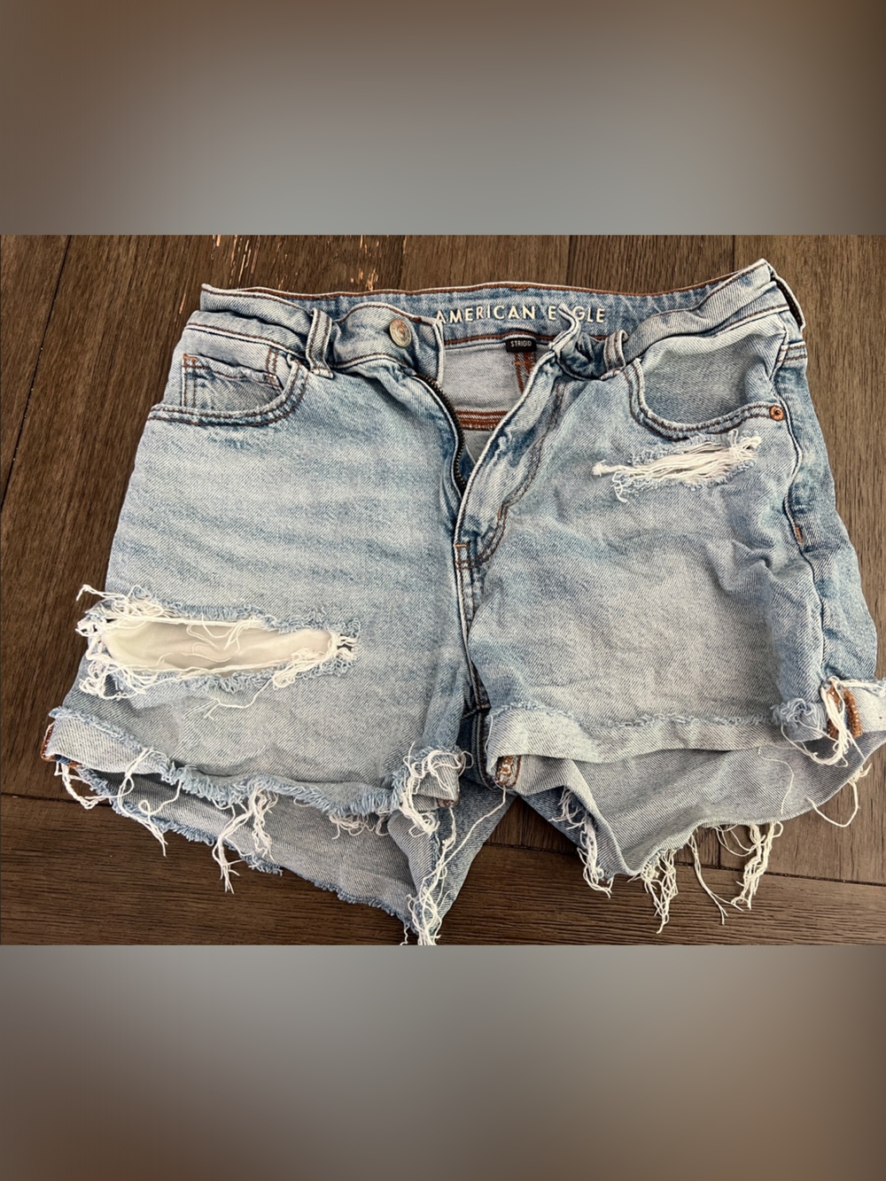 American Eagle Outfitters Light Blue Distressed Denim Shorts